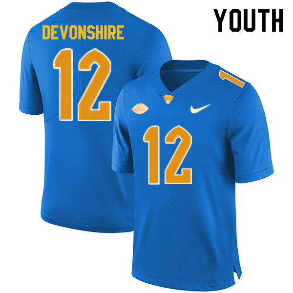 Youth #12 M.J. Devonshire Pitt Panthers College Football Jerseys Sale-Royal